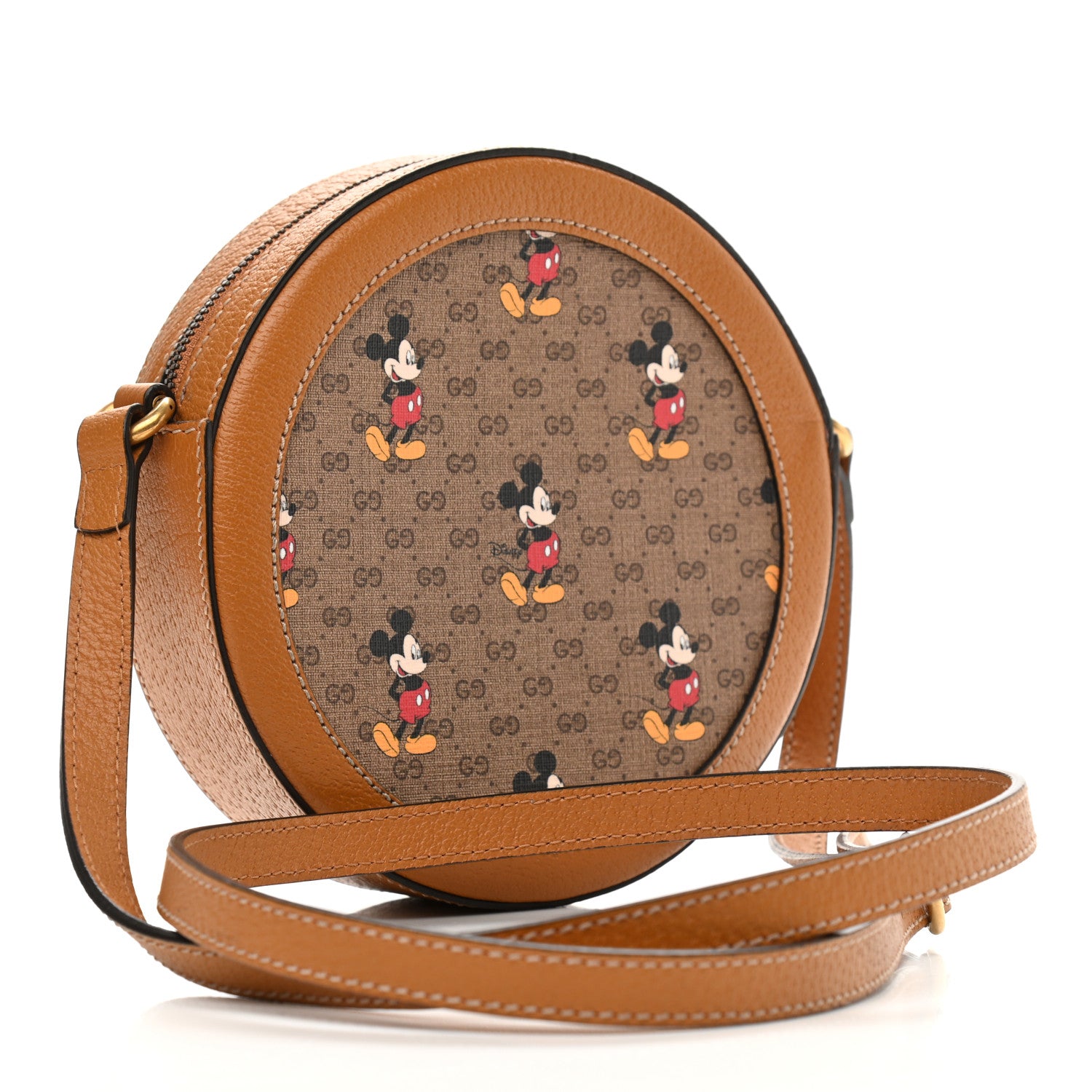 Gucci X DISNEY Mini Vintage GG Supreme Monogram Mickey Mouse Round Shoulder Bag Beige Vintage Sun Oil 3 of 10