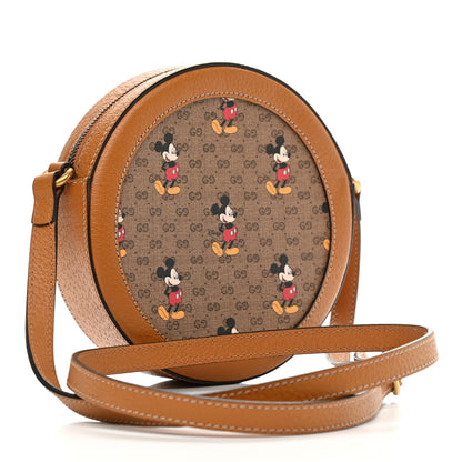 Gucci X DISNEY Mini Vintage GG Supreme Monogram Mickey Mouse Round Shoulder Bag Beige Vintage Sun Oil 3 of 10