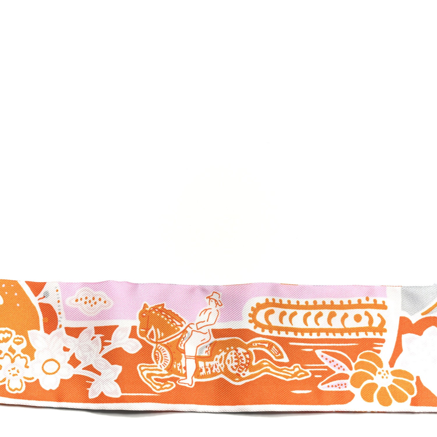 Hermes Silk Bingata Twilly Orange Rose Gris 3 of 4
