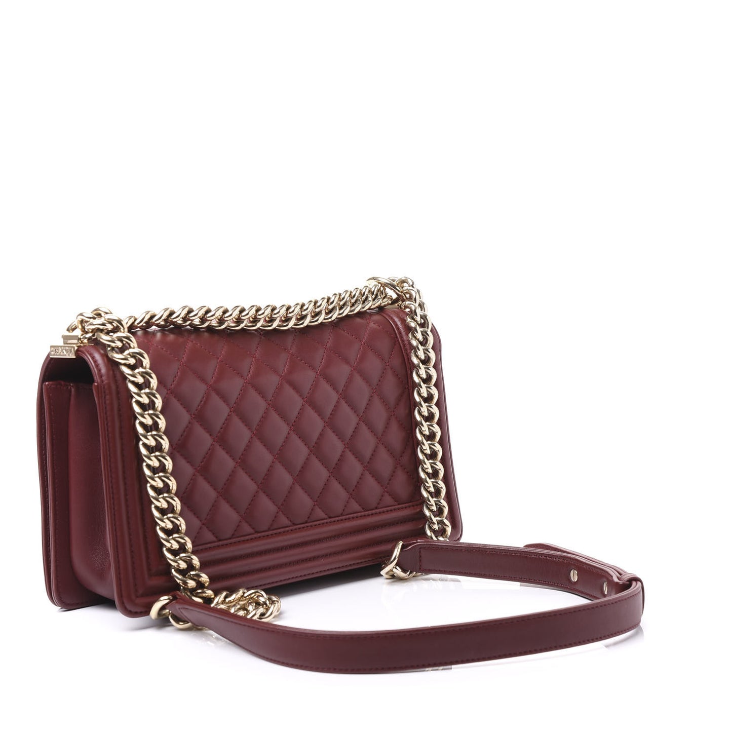 Lambskin Quilted Medium Boy Flap Burgundy