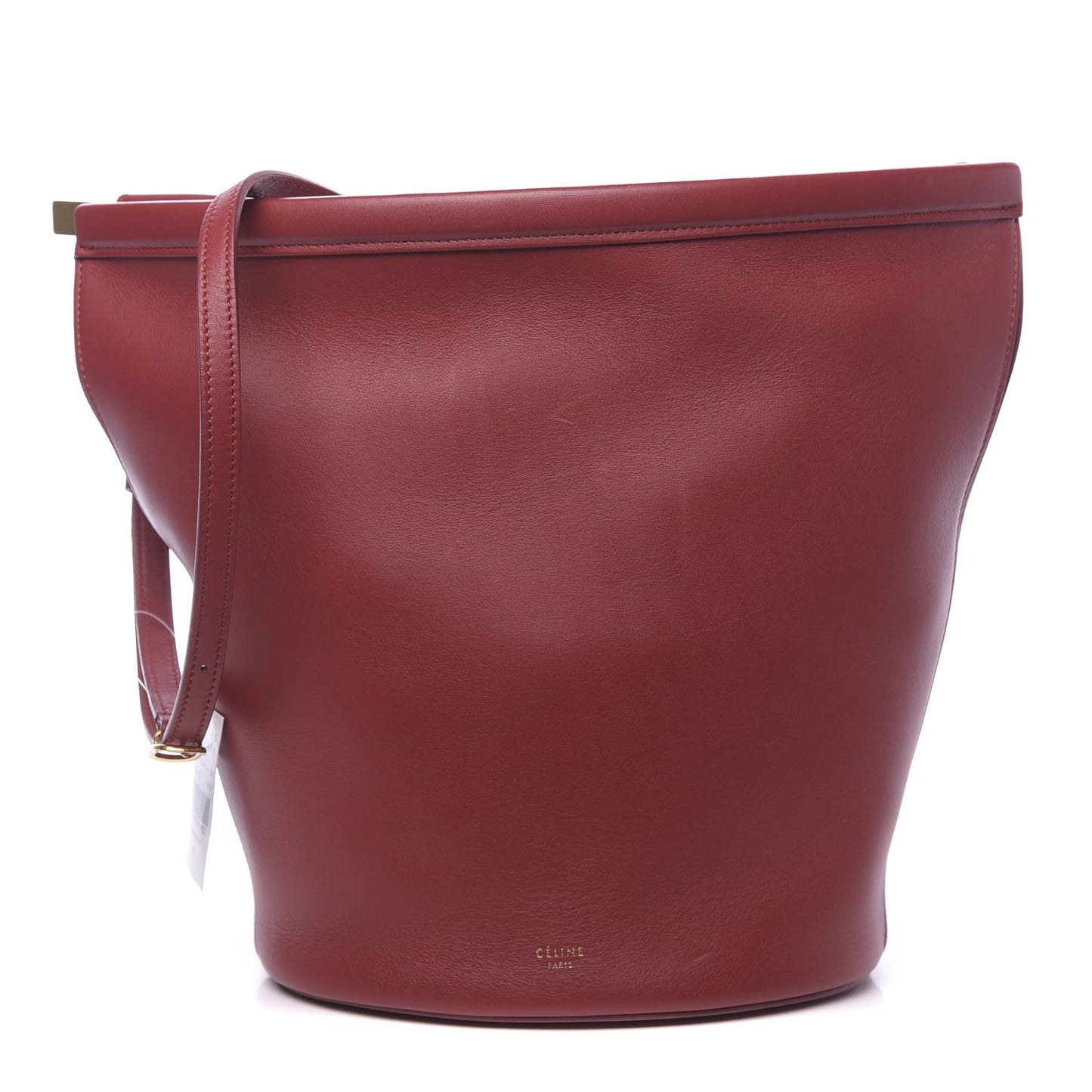 Smooth Calfskin Clasp Bucket Bag Red