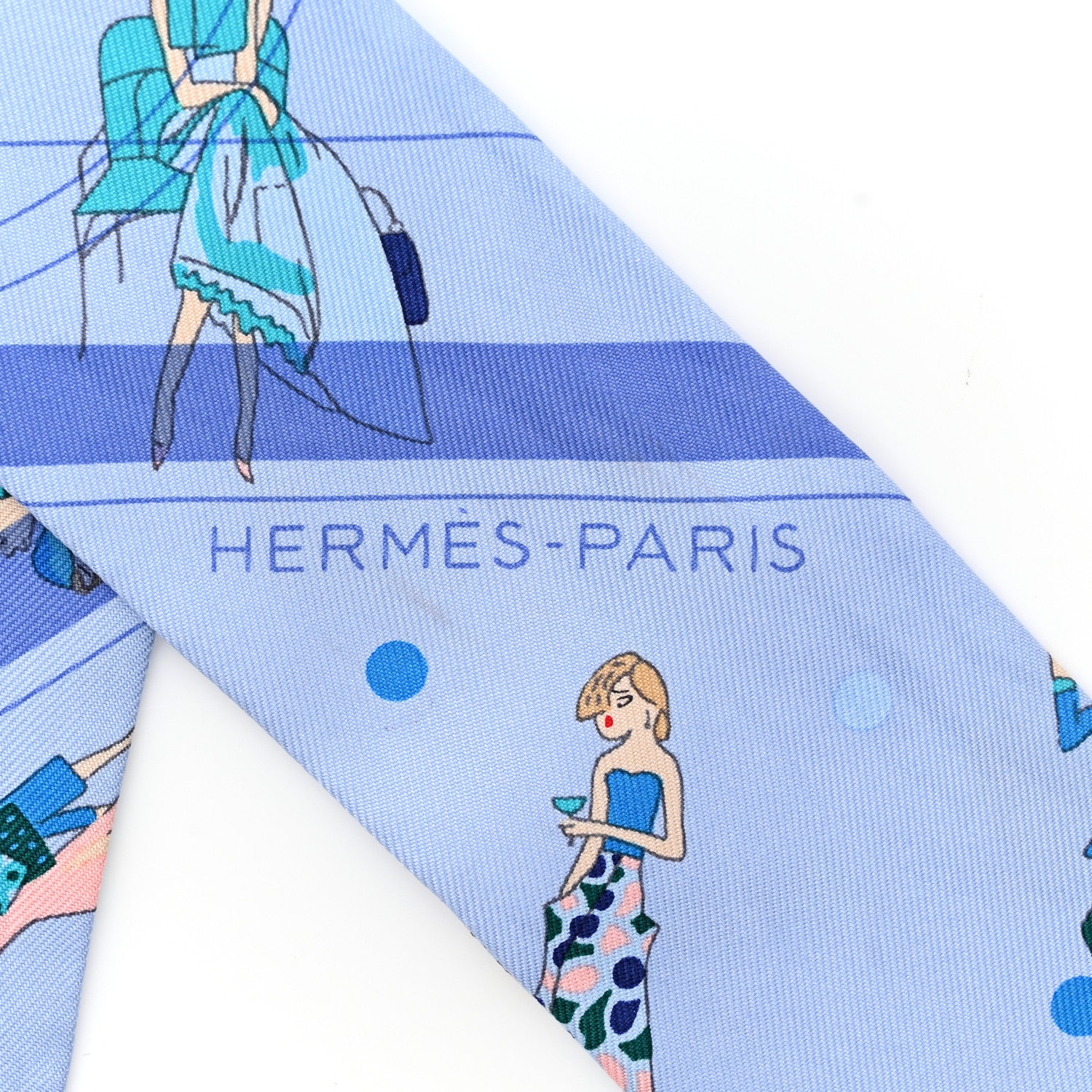 Hermes Silk Ex-Libris Les Parisiennes Twilly Ciel Turquoise Lavender 2 of 4