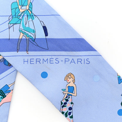 Hermes Silk Ex-Libris Les Parisiennes Twilly Ciel Turquoise Lavender 2 of 4