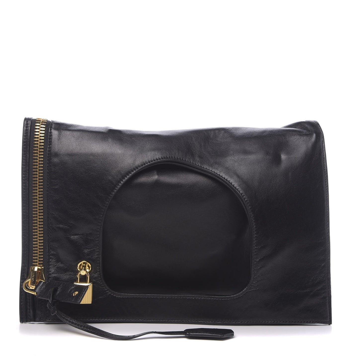 Ramskin Small Alix Padlock Zip Shoulder Bag Black