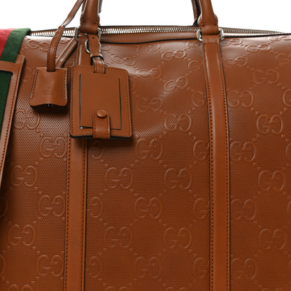 Gucci Calfskin GG Tennis Embossed  Duffle Bag Brown 8 of 10