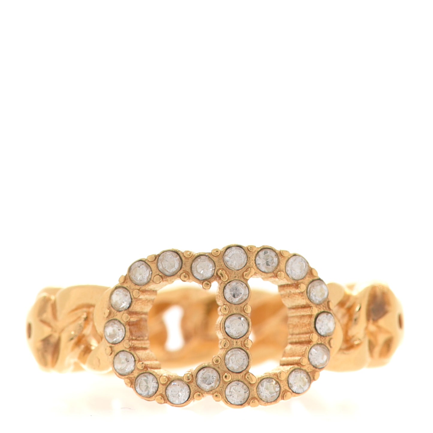Metal Crystal Danseuse Etoile Chain Ring 54 7 Gold