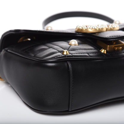 Gucci Calfskin Matelasse Studded Mini Pearly GG Marmont Shoulder Bag Black 5 of 11