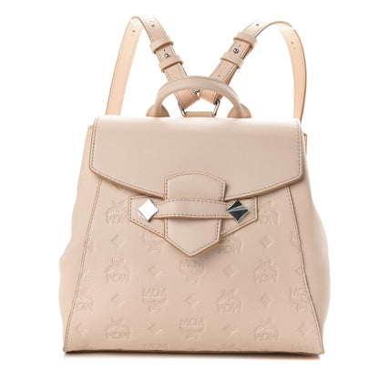 MCM Calfskin Essential Monogram Small Backpack Bisque 1 of 10