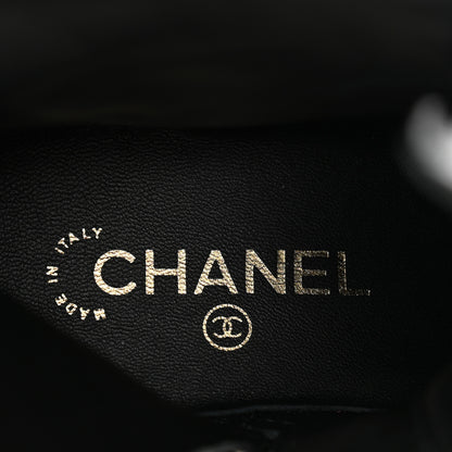 Chanel Shiny Crumpled Lambskin Lace Up Combat Boots 41 Black 6 of 11