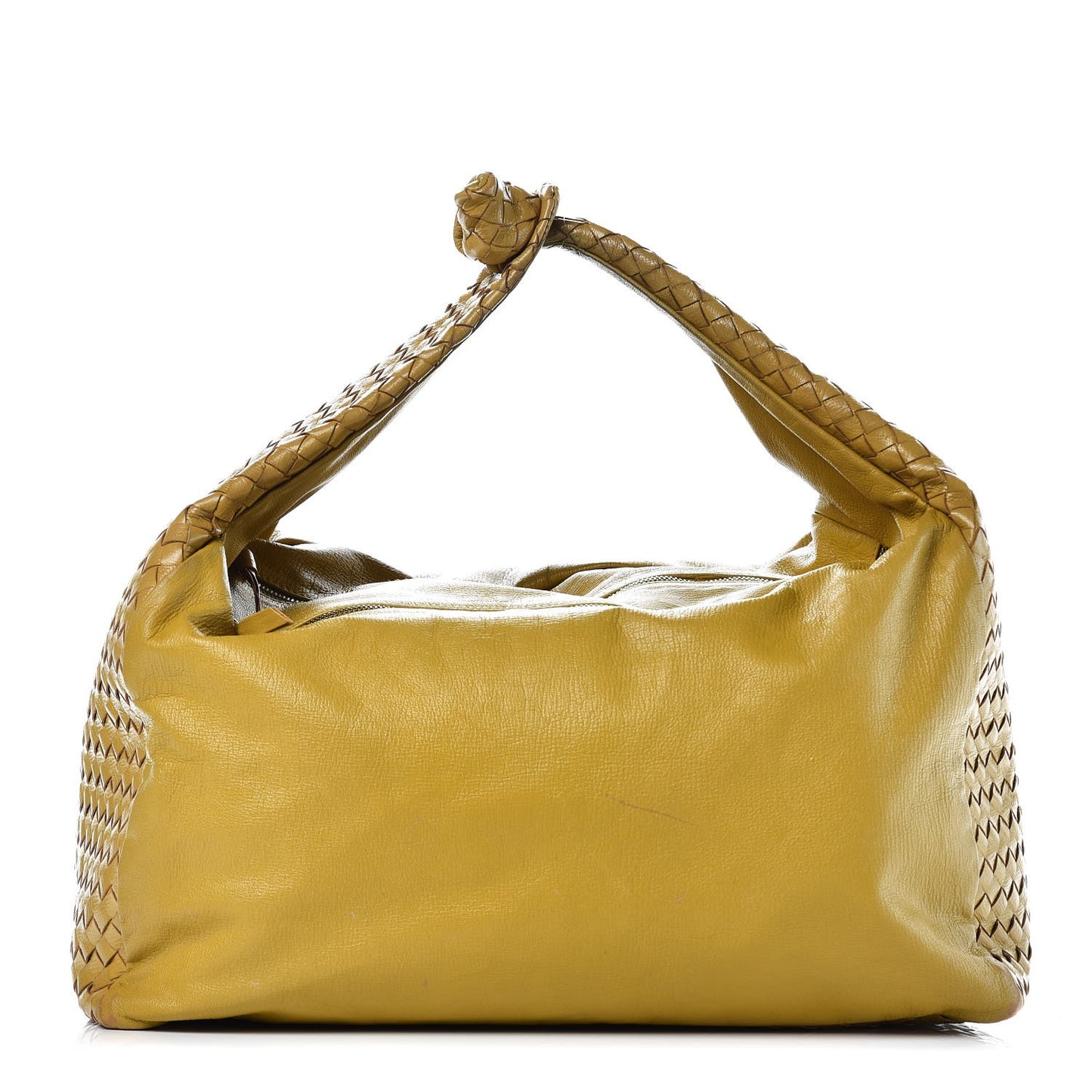 Nappa Intrecciato Large Knot Hobo Moutarde