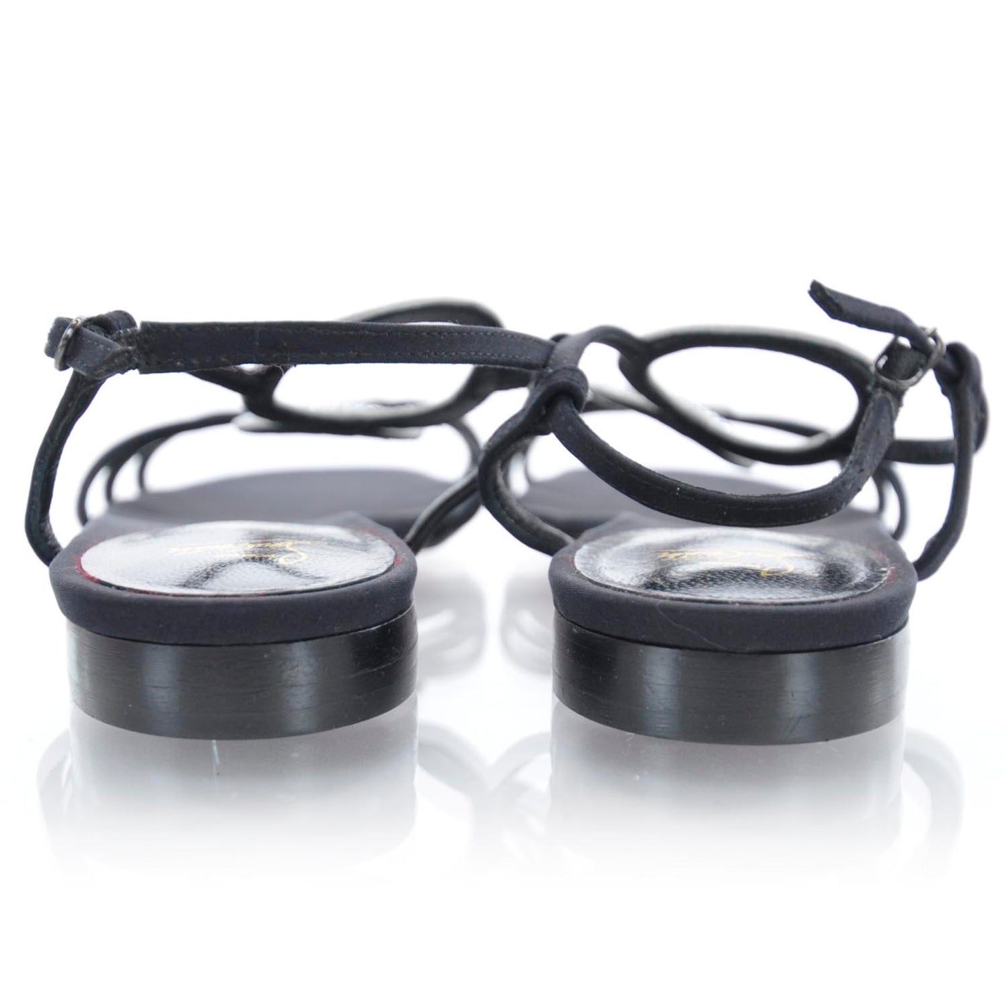 Crepe Crystal Aplarona Flat Sandals 35 Black