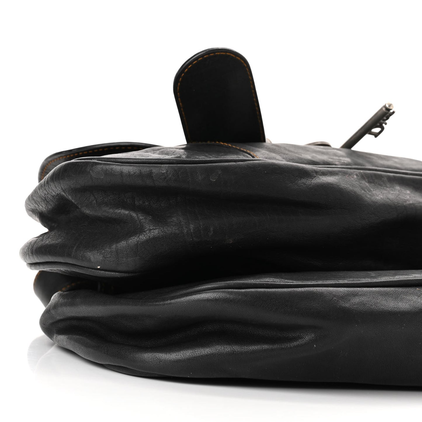 Calfskin Medium Gaucho Double Saddle Bag Black