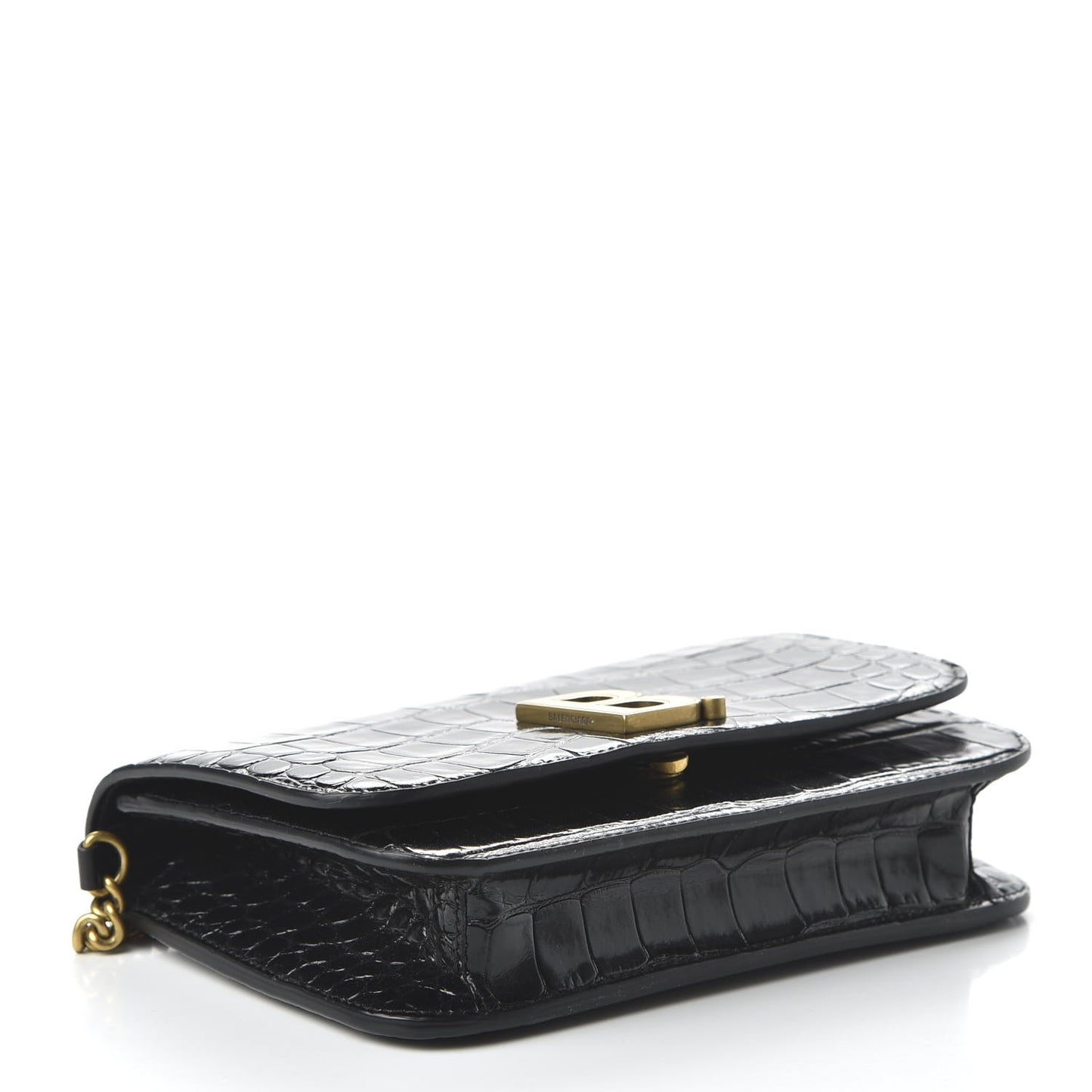 Crocodile Embossed Patent B Wallet On Chain Black