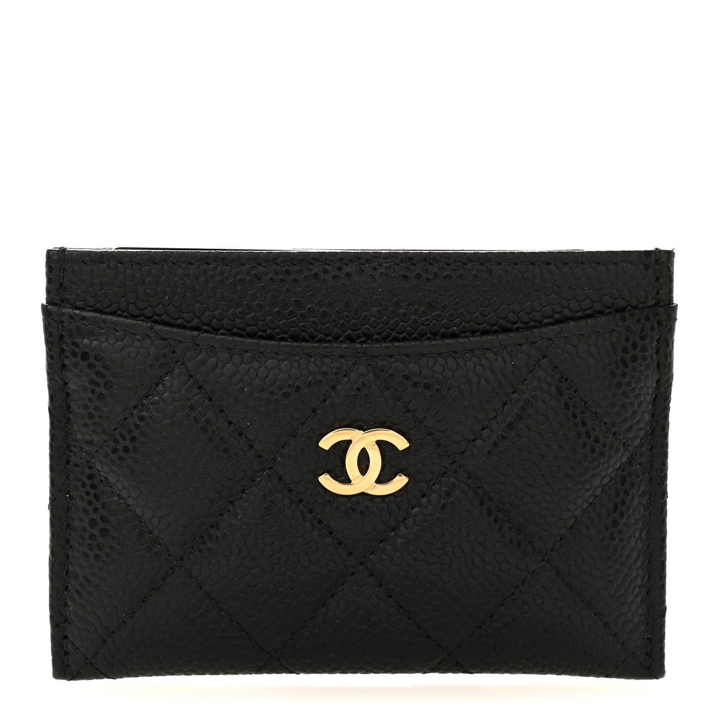 Caviar Quilted Card Holder Black