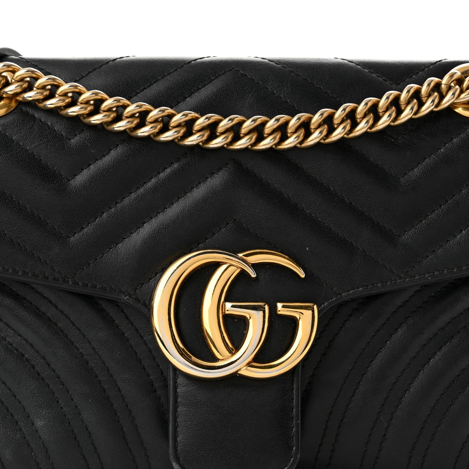 Gucci Calfskin Matelasse Small GG Marmont Shoulder Bag Black 8 of 10