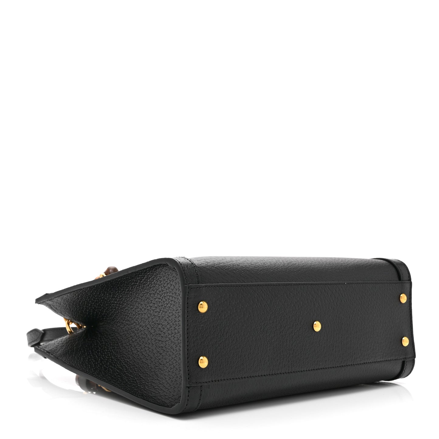 Textured Dollar Calfskin Web Small Diana Tote Bag Black Dusty Grey