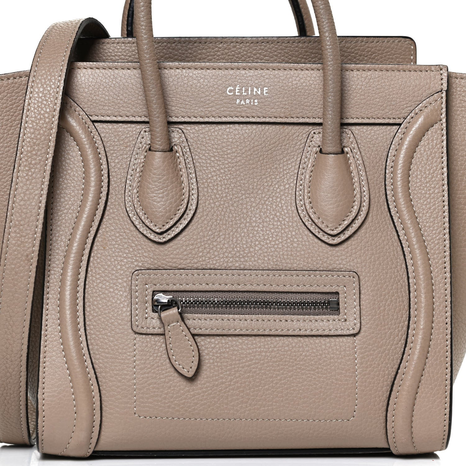Celine Drummed Calfskin Nano Luggage Dune 8 of 12