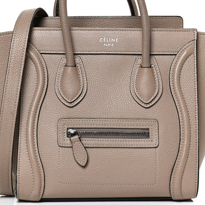 Celine Drummed Calfskin Nano Luggage Dune 8 of 12