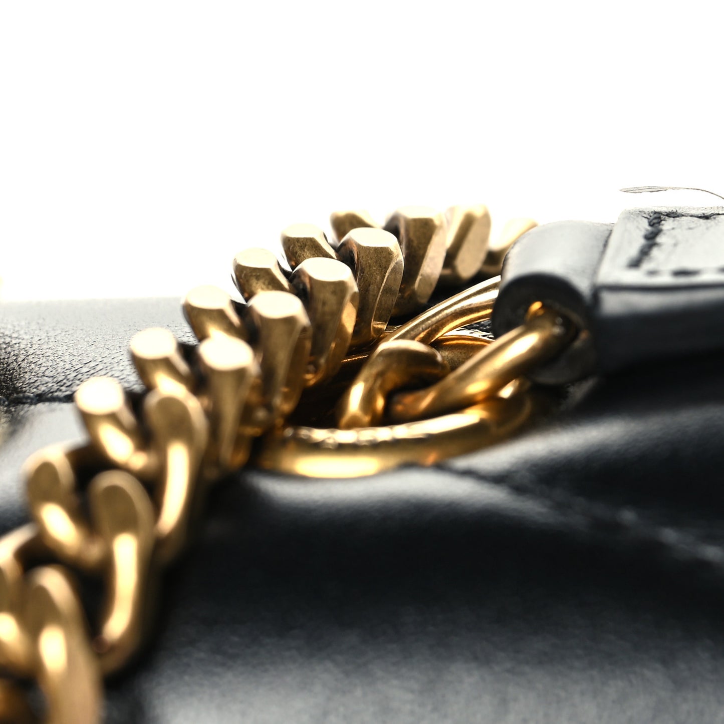 Calfskin Y Quilted Monogram Medium Loulou Chain Satchel Black