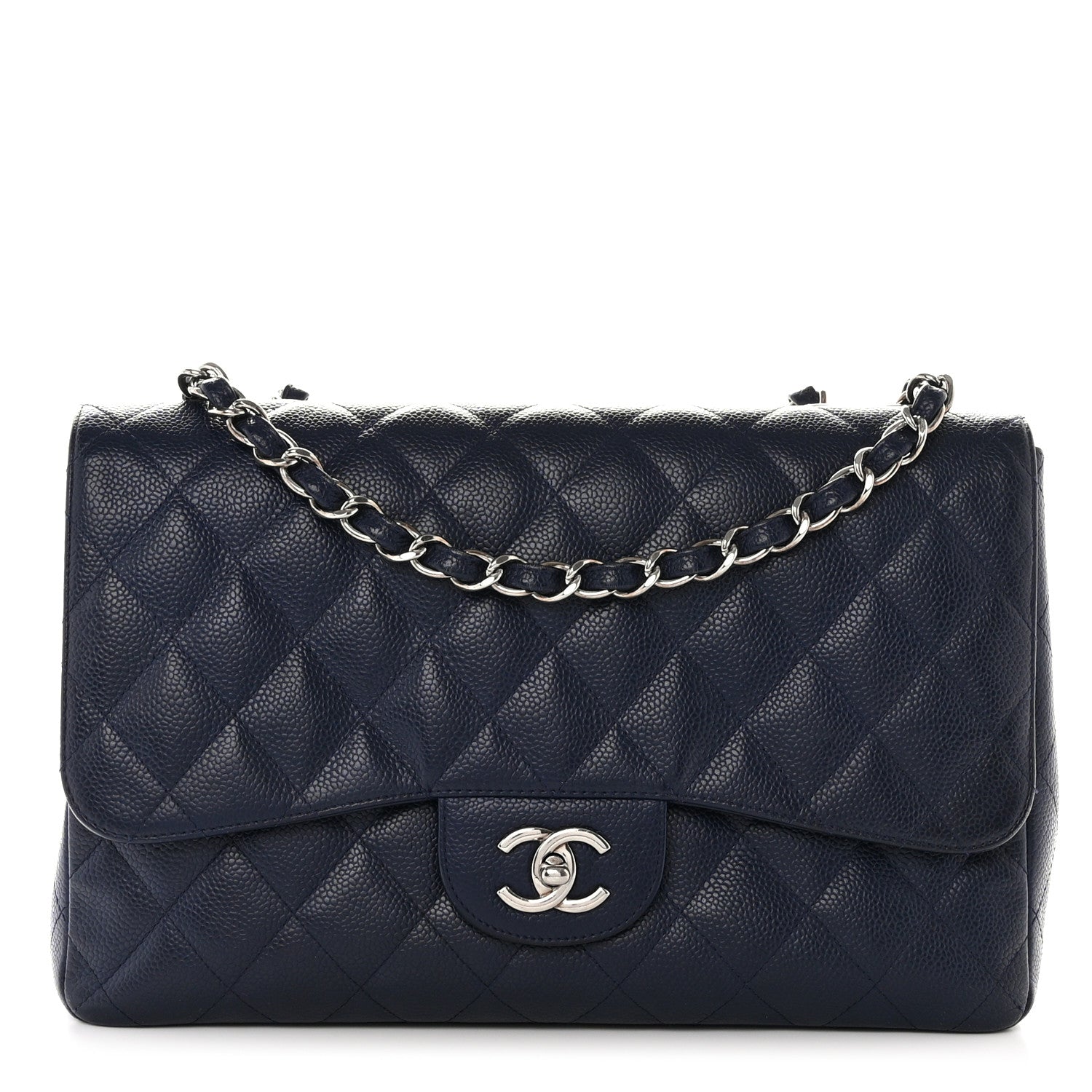 Chanel Caviar Quilted Jumbo Single Flap Navy 1 of 12