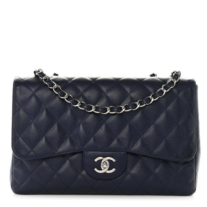 Chanel Caviar Quilted Jumbo Single Flap Navy 1 of 12