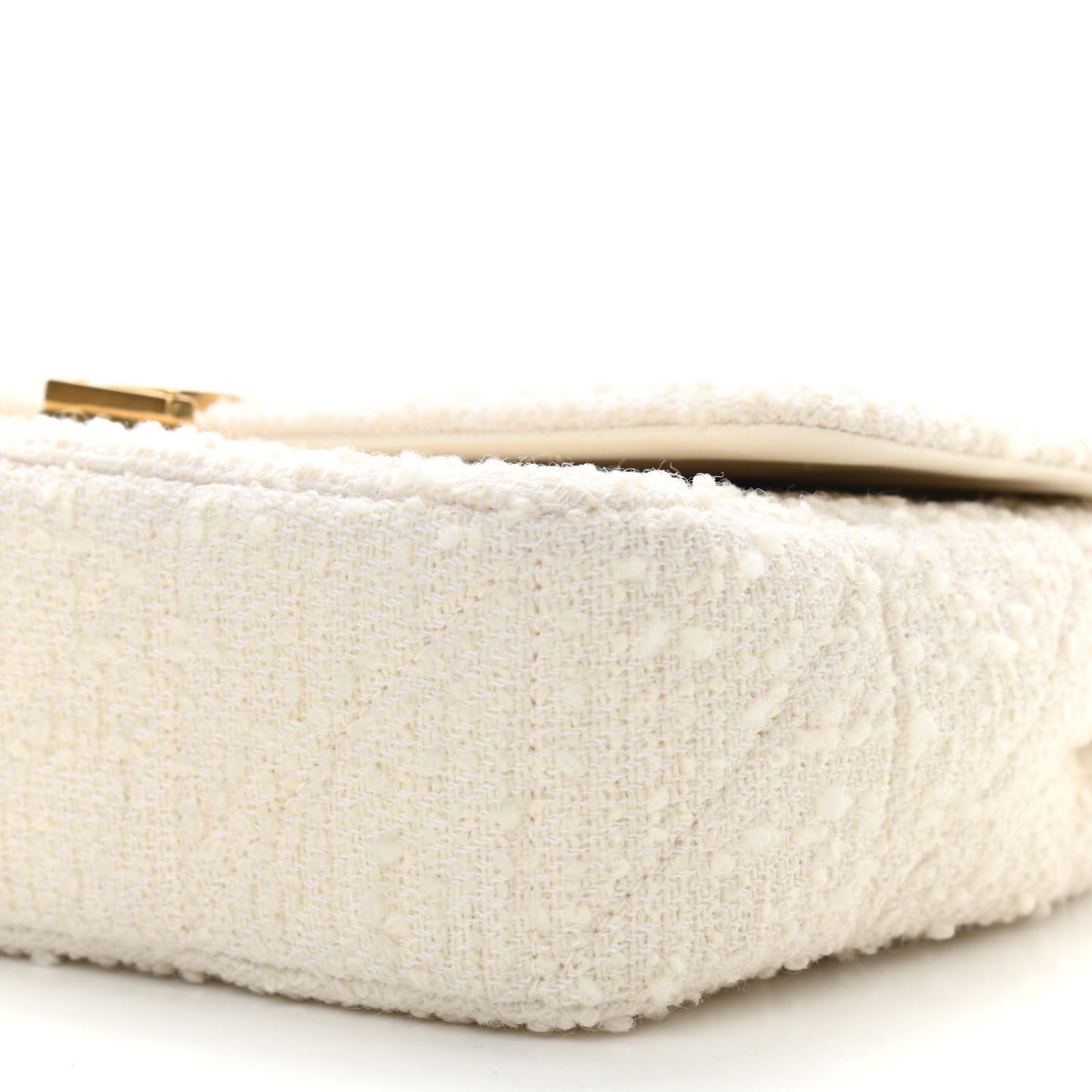 Boucle Tweed Patchwork Monogram Medium Jamie Baguette Craie