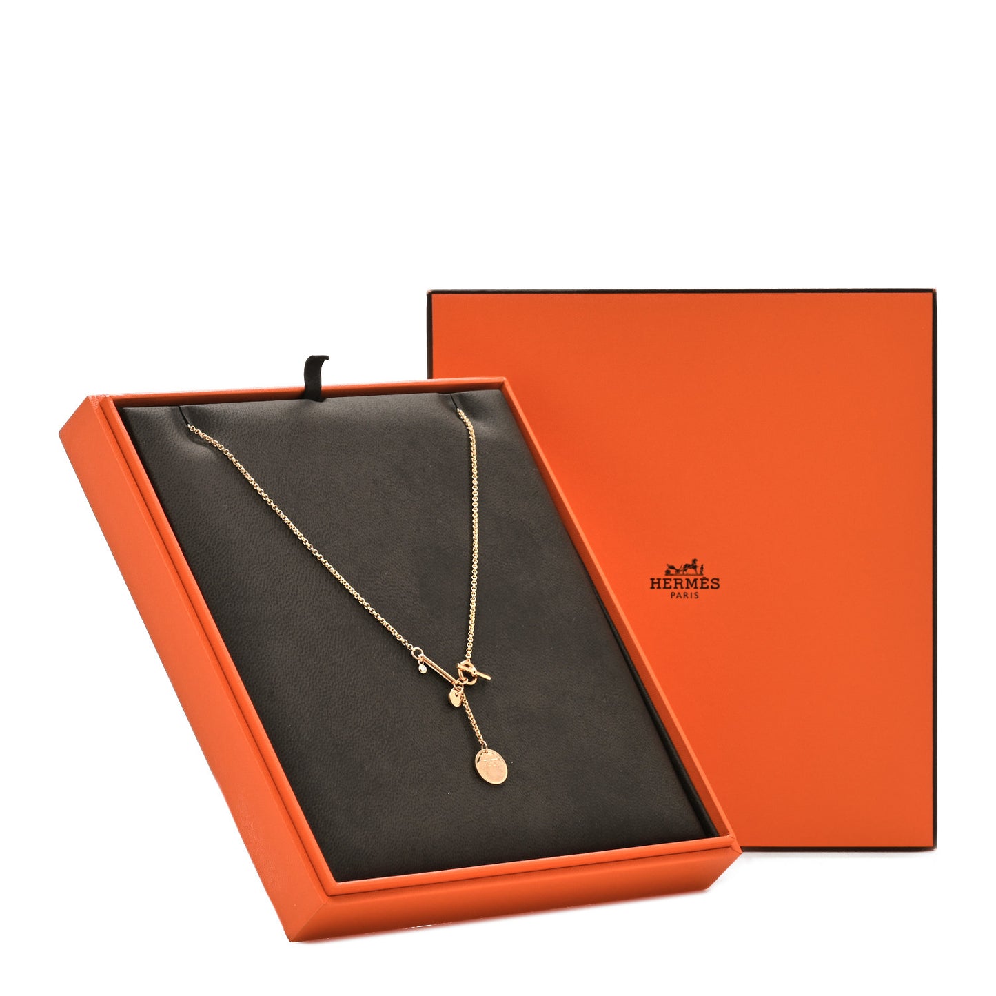 18K Rose Gold Diamond PM Ex-Libris Pendant Necklace