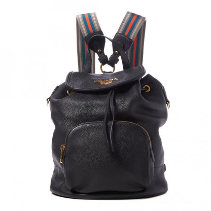Prada Vitello Daino Cinch Backpack Black 1 of 9