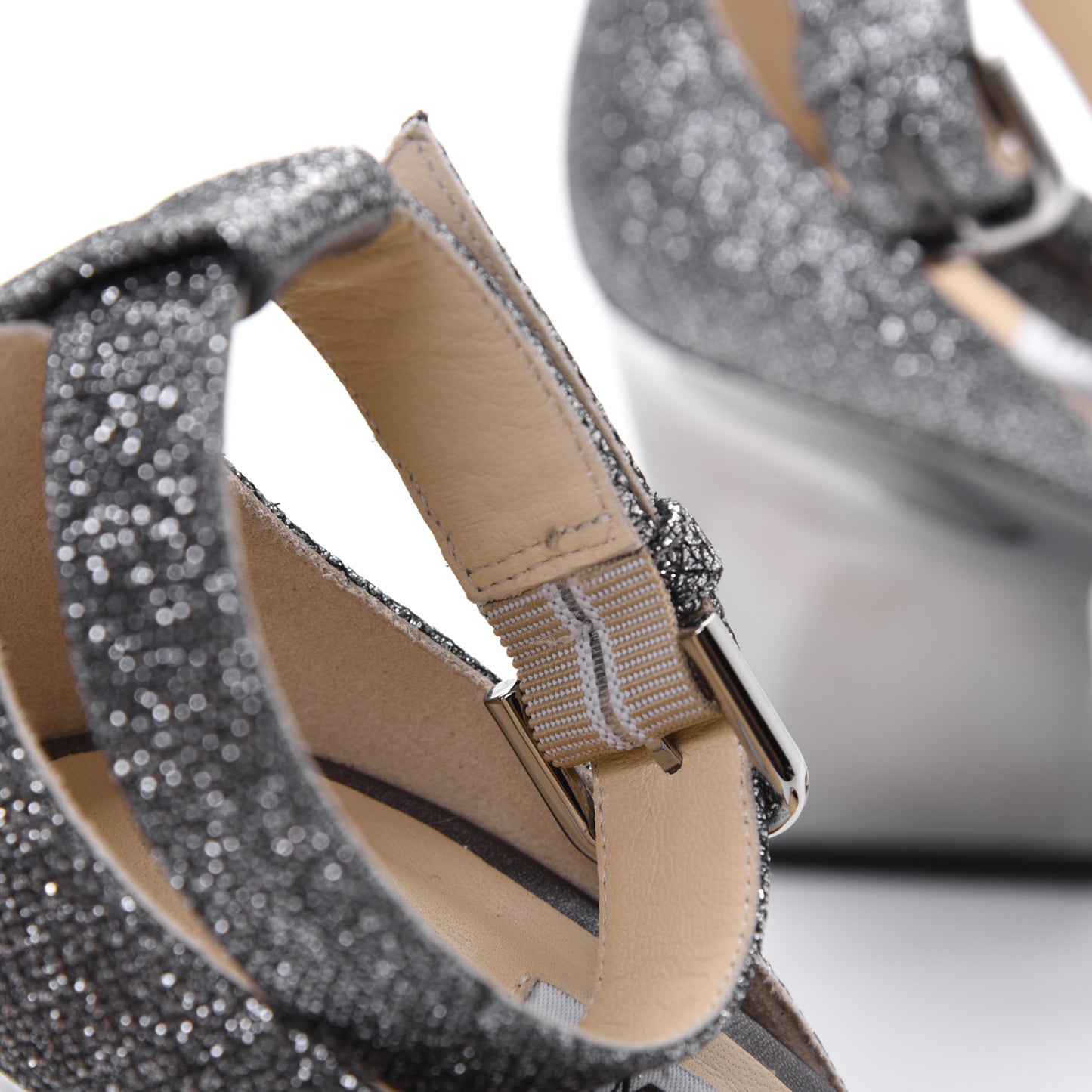 Glitter Fabric Edina Sandals 37.5 Anthracite