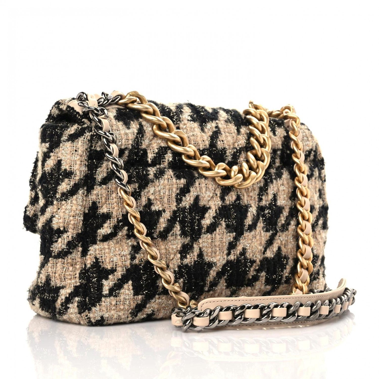 Chanel Tweed Large Chanel 19 Flap Beige Black 3 of 9