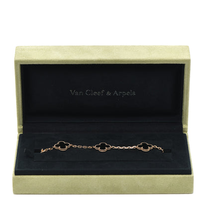 Van Cleef & Arpels 18K Yellow Gold Black Onyx 5 Motifs Vintage Alhambra Bracelet 8 of 8