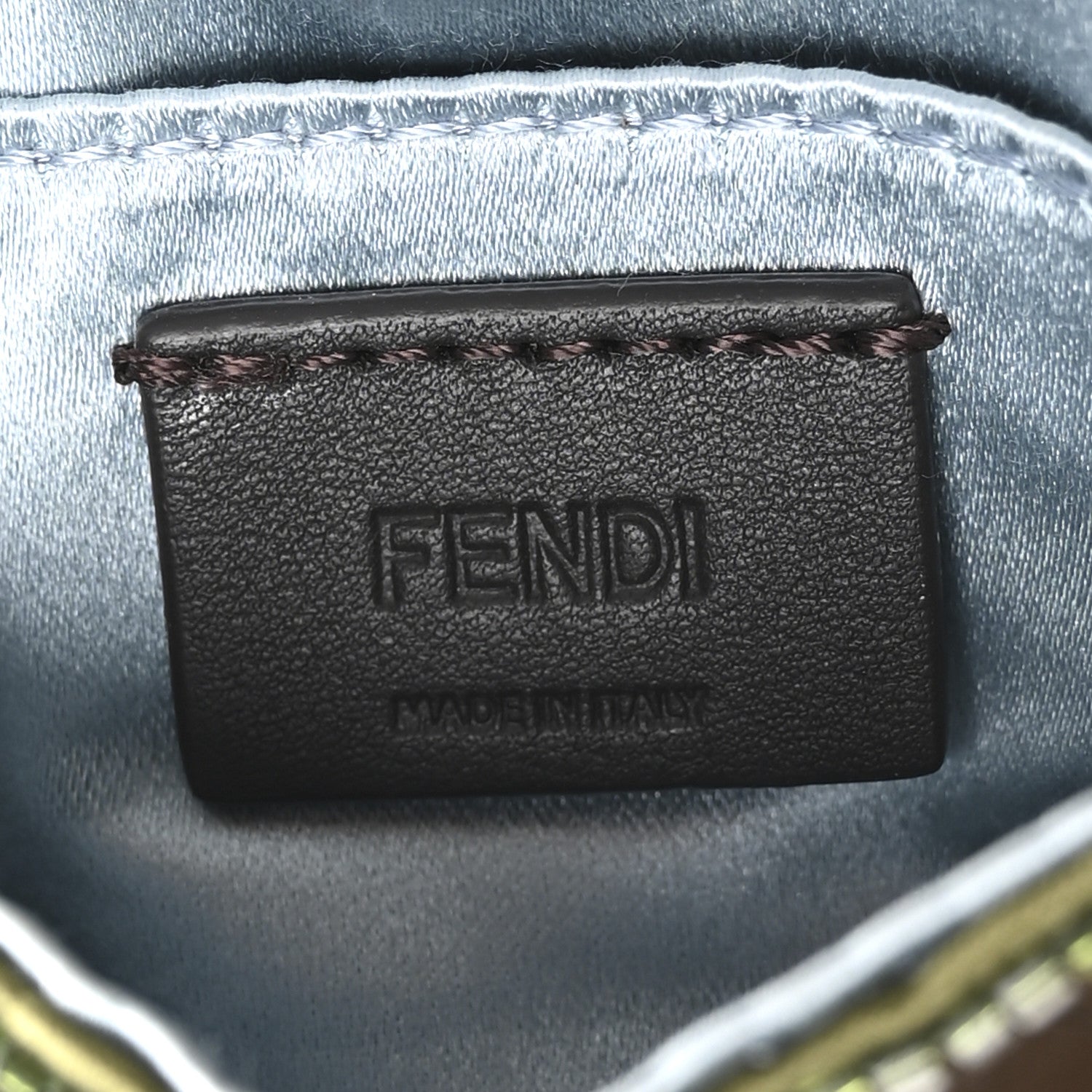 Fendi Sequin Paillettes Shiny Nappa Sex and the City Nano Maxi Buckle Baguette Charm Avocado 6 of 11