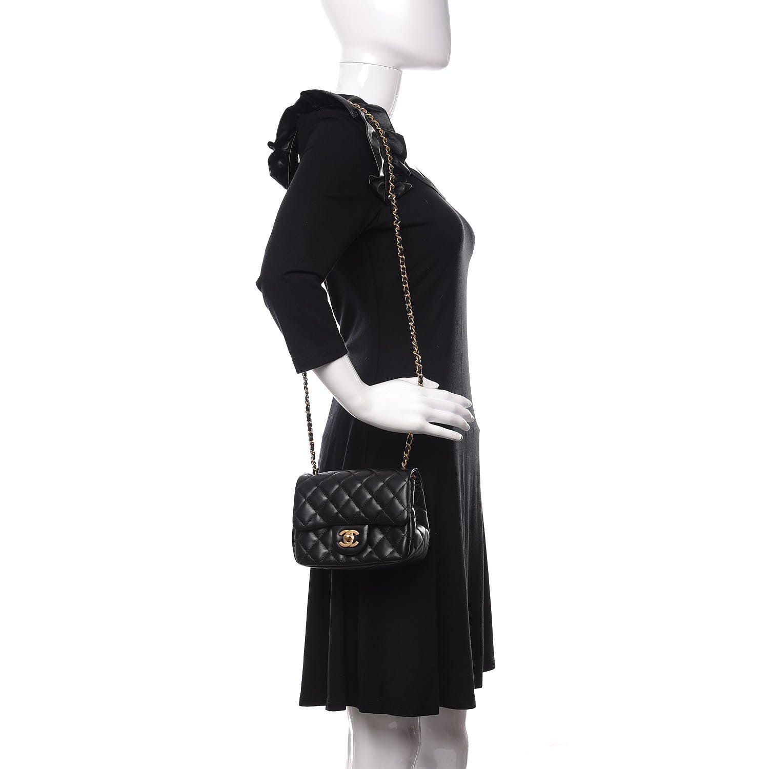 Chanel Lambskin Quilted Mini Romance Square Flap Black 2 of 12