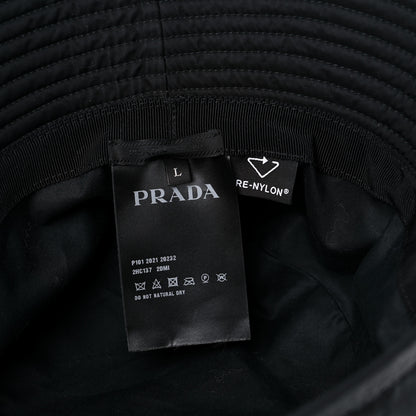 Prada Re-Nylon Metal Triangle Logo Mens Bucket Hat L Black 4 of 5