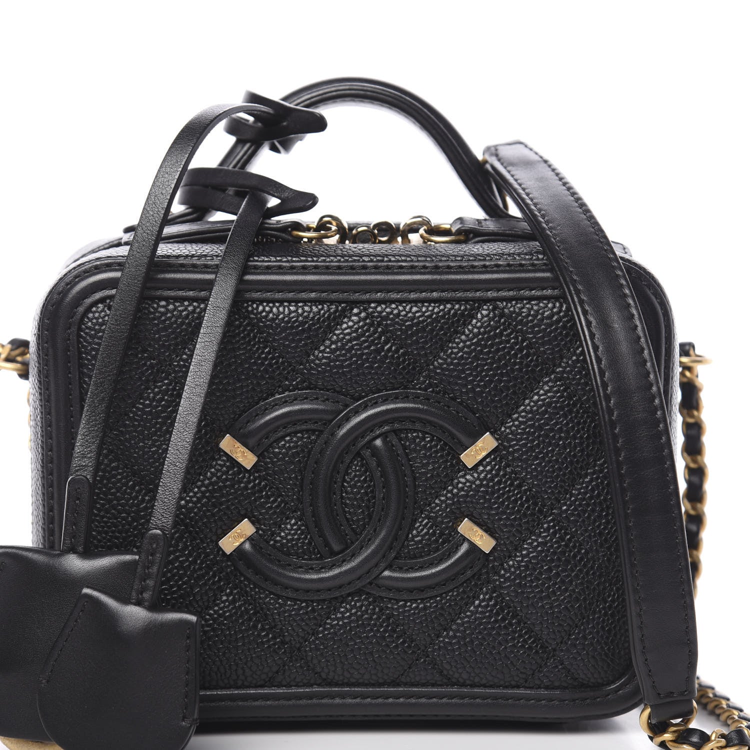 Chanel Caviar Quilted Small CC Filigree Vanity Case Black 10 of 10