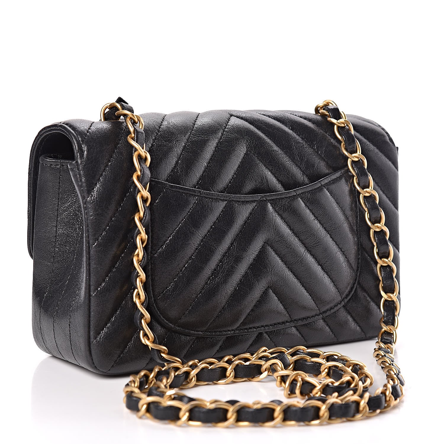 Chanel Iridescent Calfskin Chevron Quilted Mini Rectangular Flap Black 3 of 13