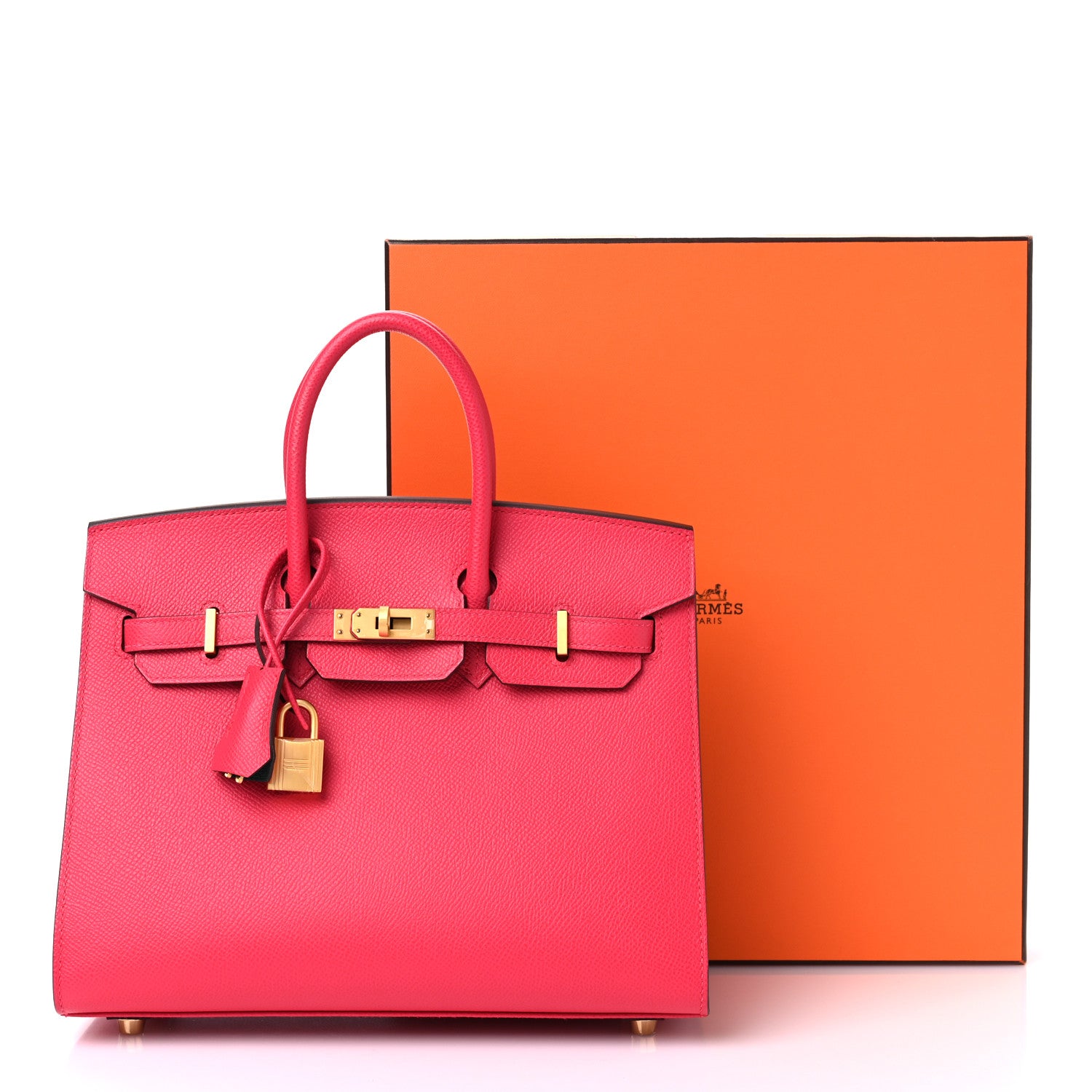 Hermes Epsom Horseshoe Birkin Sellier 25 Rose Extreme Malachite 11 of 11