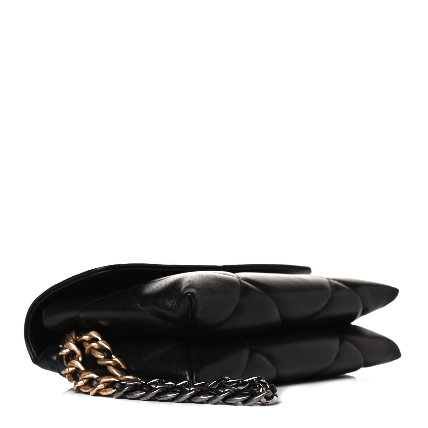 Lambskin Quilted Chanel 19 Flap Clutch Black