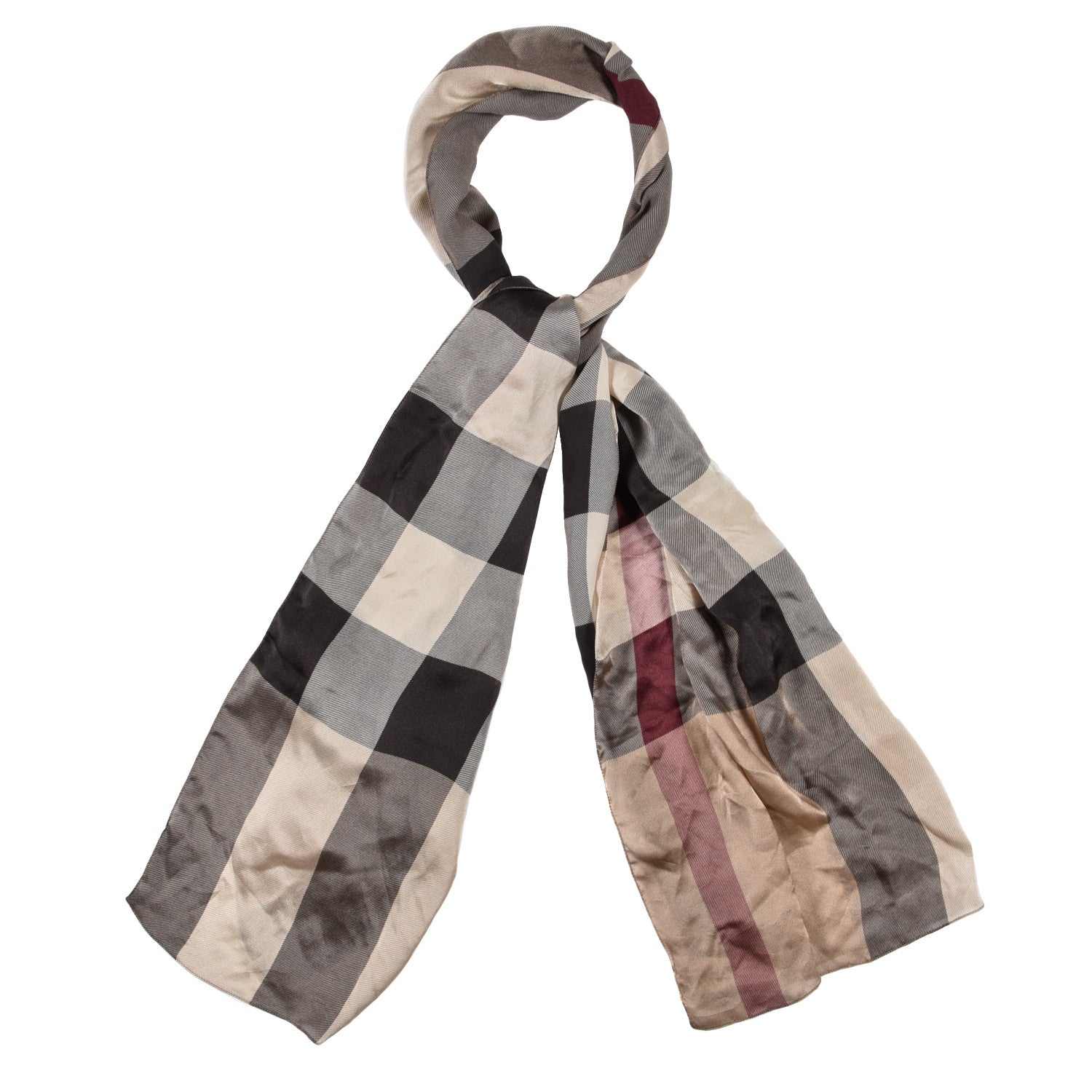 Burberry Silk Giant Check Lightweight Scarf Camel 1 of 4