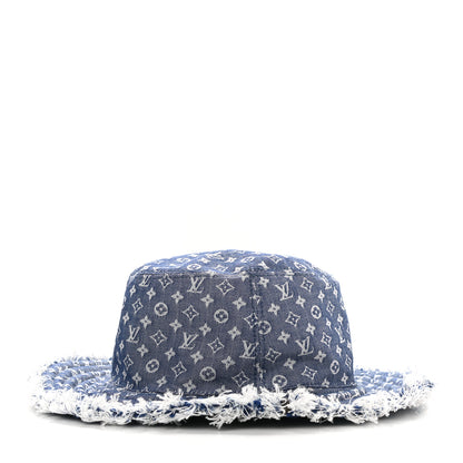 Louis Vuitton Monogram Denim Fringe Bob Bucket Hat M Blue 6 of 10