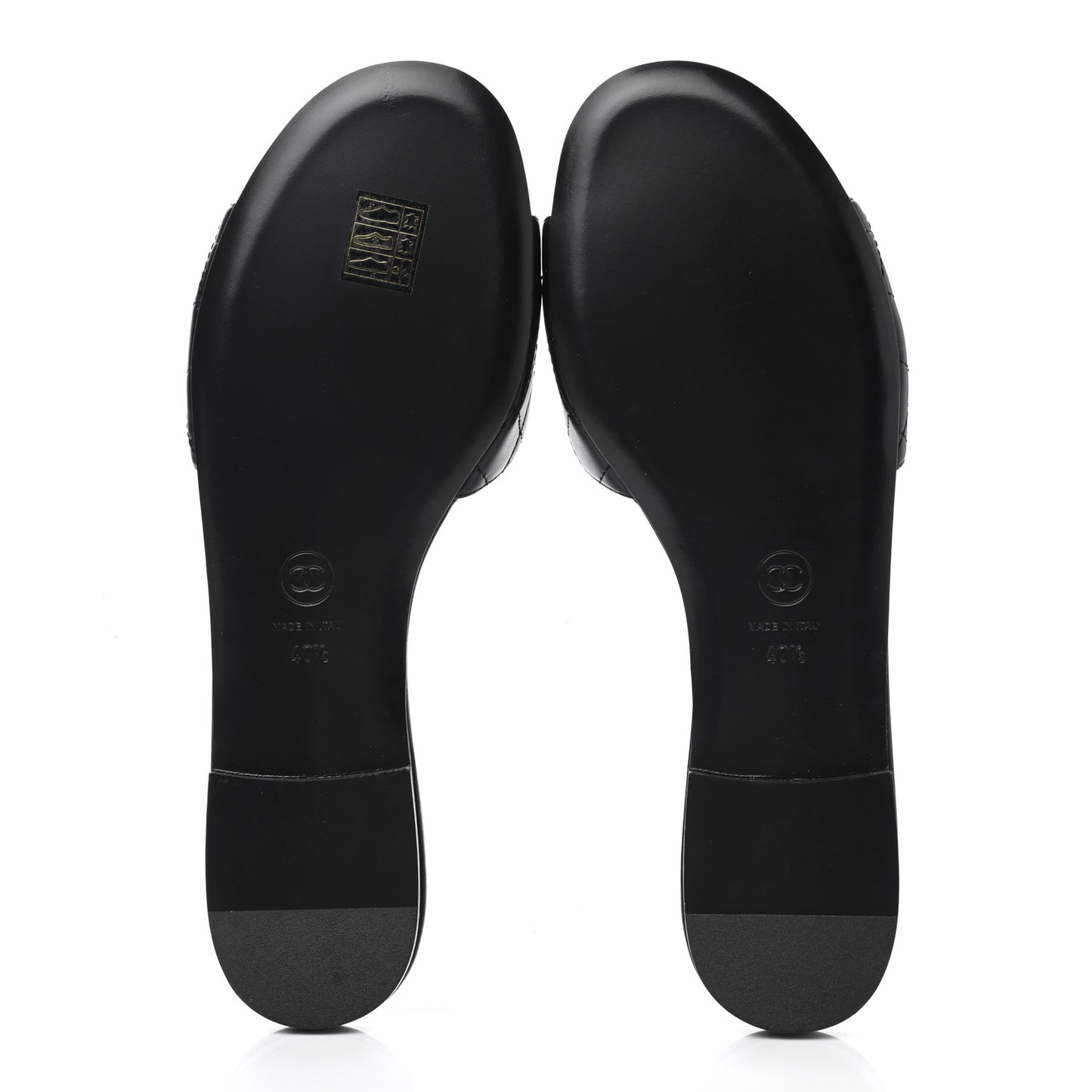 Lambskin Quilted CC Turnlock Sandals 40.5 Black
