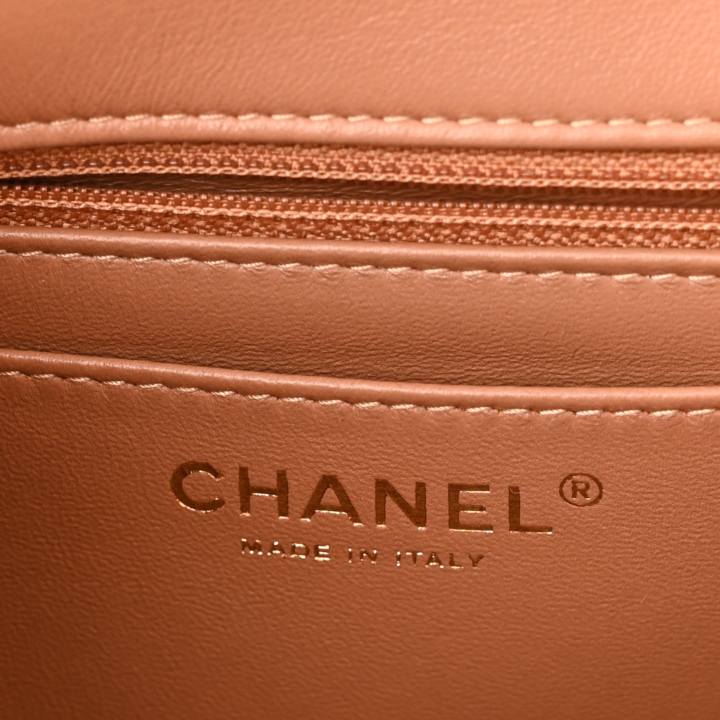 Lambskin Quilted Mini Rectangular Flap Brown