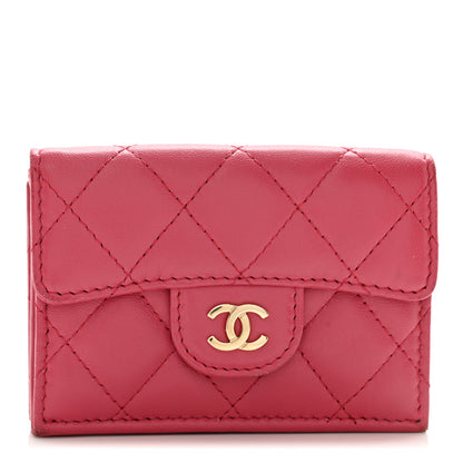 Chanel Lambskin Quilted Tri-Fold Flap Wallet Pink 1 of 14