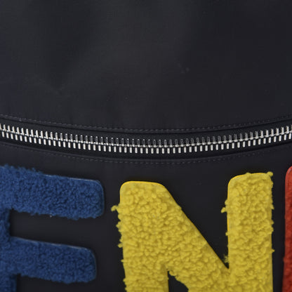 Fendi Nylon Shearling Block Letter Backpack Black 10 of 10