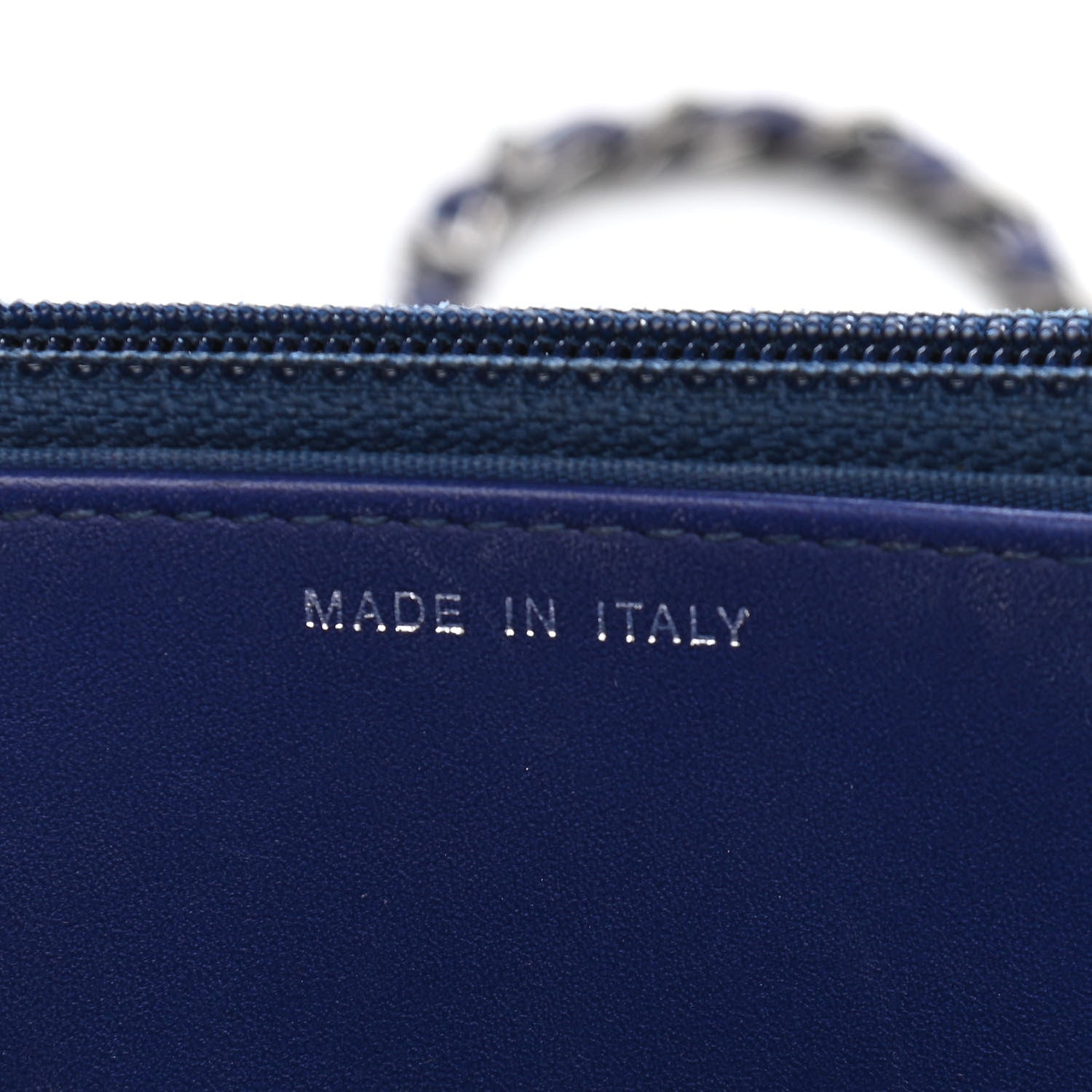 Chanel Grained Patent Calfskin Timeless Wallet On Chain WOC Blue 7 of 11