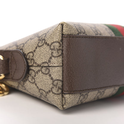 Gucci GG Supreme Monogram Textured Dollar Calfskin Web Small Ophidia Dome Shoulder Bag Beige Ebony New Acero 8 of 12