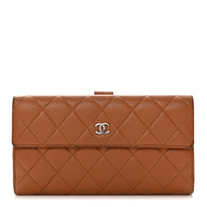 Chanel Caviar Quilted Long Flap Wallet Light Brown 1 of 14
