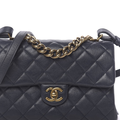 Chanel Shiny Sheepskin Quilted Small Trapezio Flap Navy 9 of 12