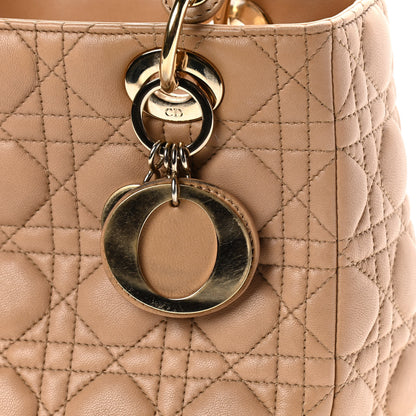 Christian Dior Lambskin Cannage Medium Lady Dior Beige 10 of 12