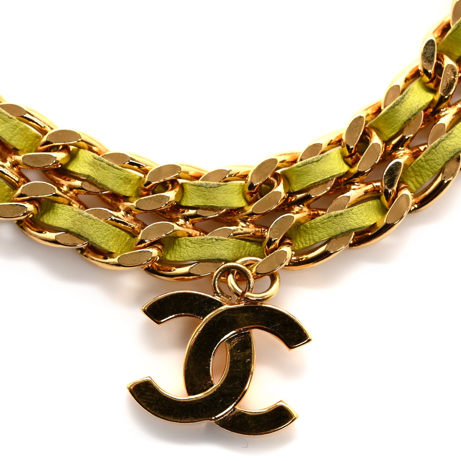Chanel Lambskin CC Chain Belt Green Gold 5 of 7